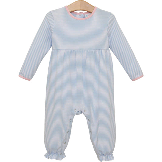 Sadie Romper- Light Blue Stripe/Light Pink