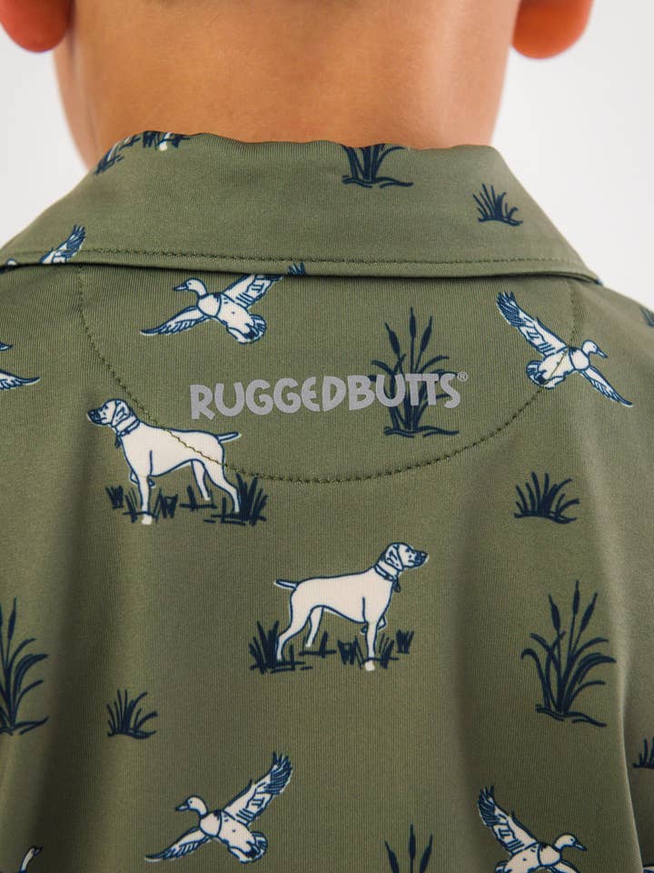 Wholesale Boys Pond Pups Hunting Dog Knit Short Sleeve Performance Polo
