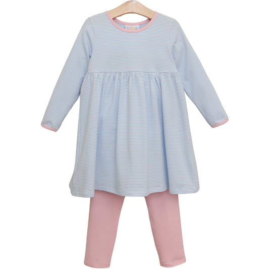 Sadie Pants Set- Light Blue Stripe/Light Pink
