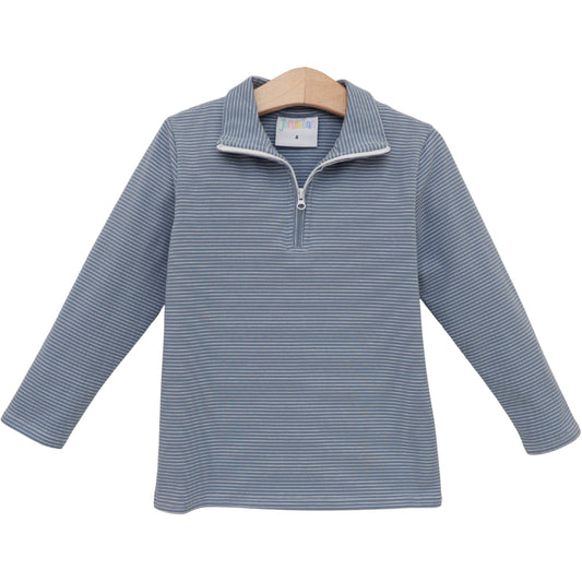 Evan Pullover- Dusty Blue Stripe