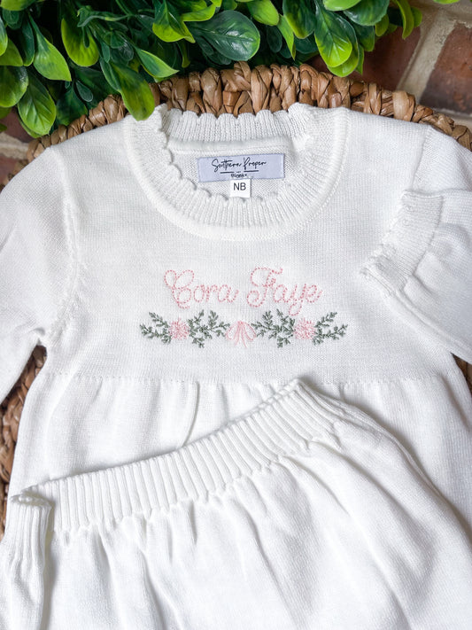 Newborn Knit Gown Cream