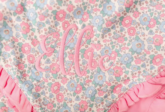 Floral Baby Gift Set - Footie + Blanket