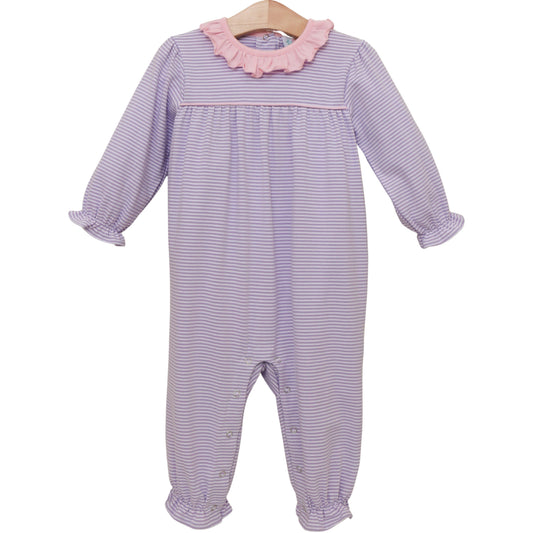 Audrey Romper- Lavender Stripe/Light Pink