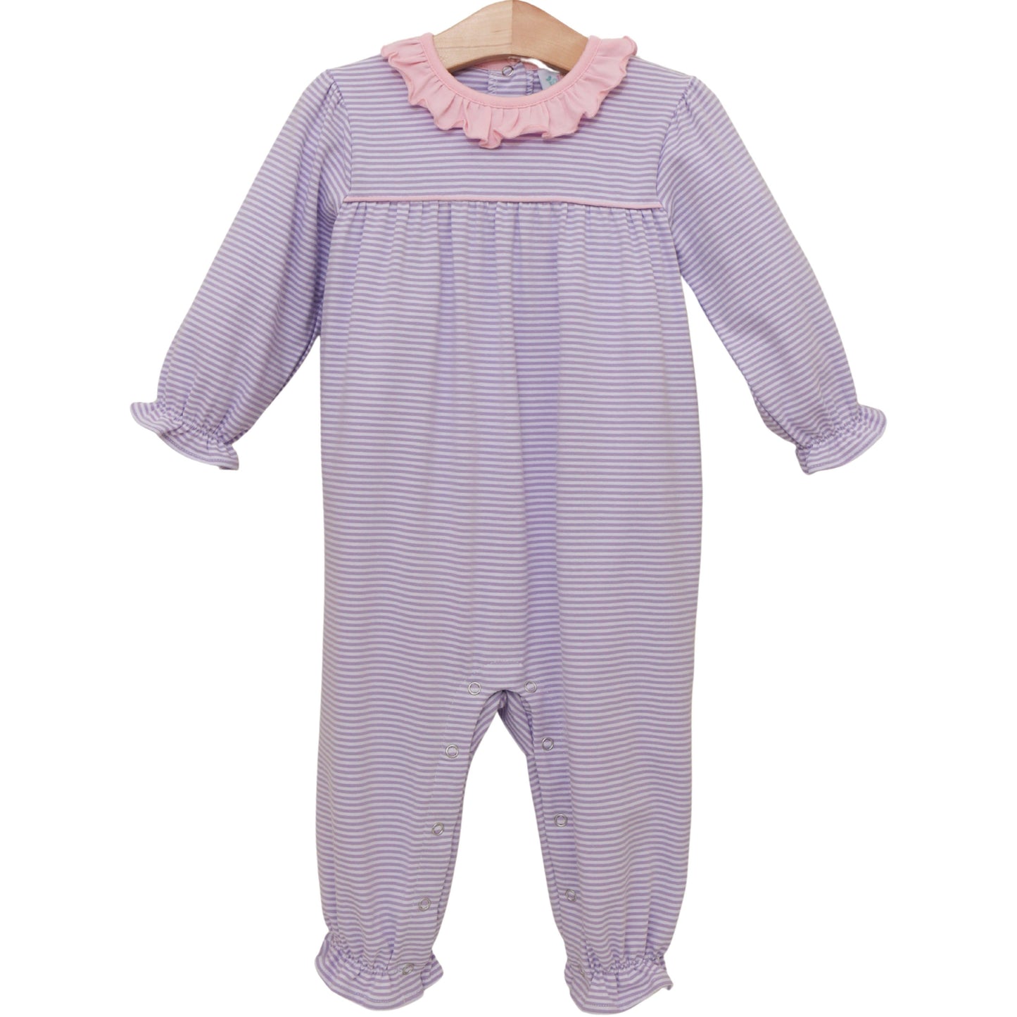 Audrey Romper- Lavender Stripe/Light Pink