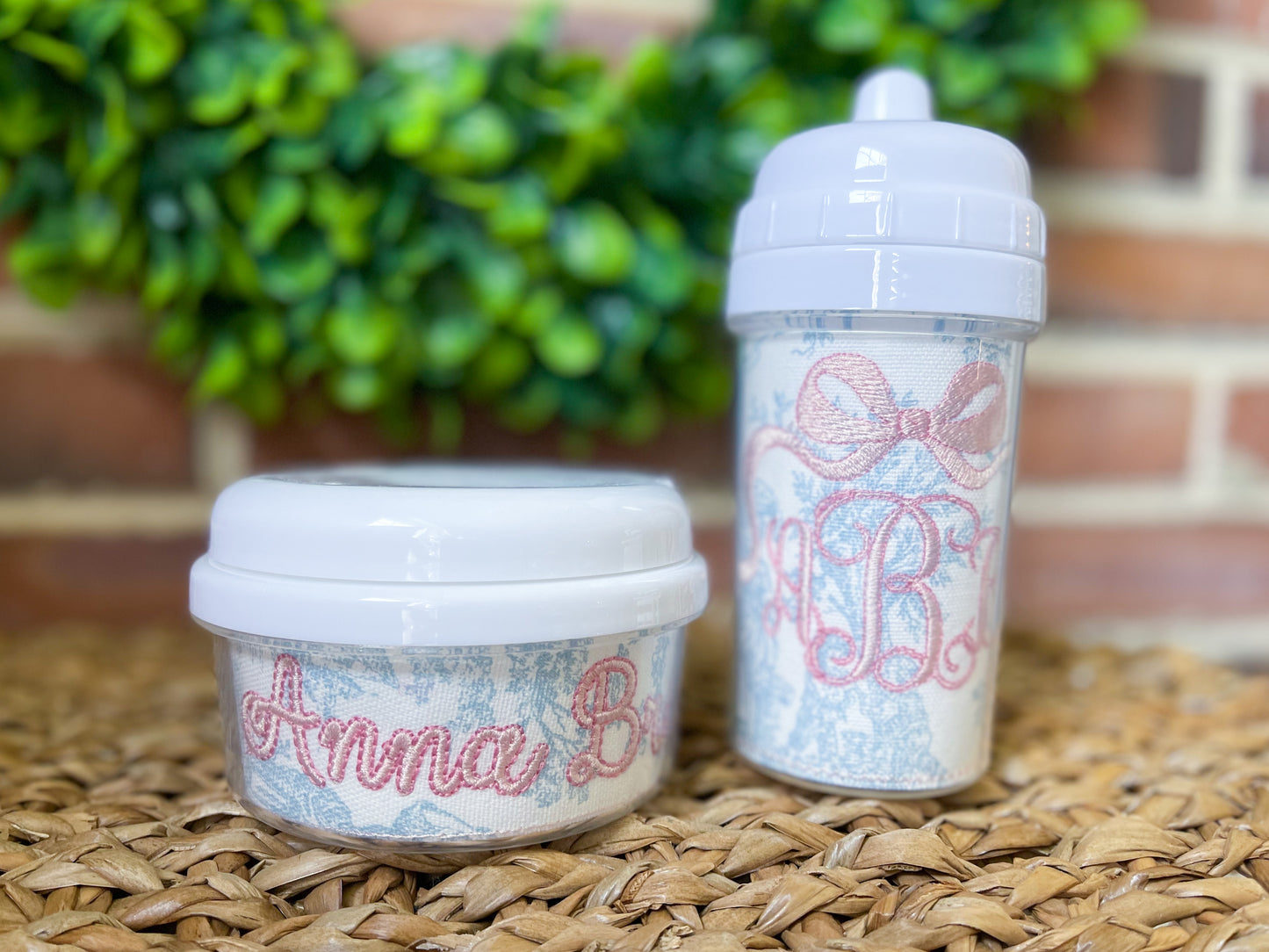 Blue Toile - Cup/Snack Set