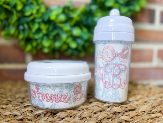 Blue Toile - Cup/Snack Set