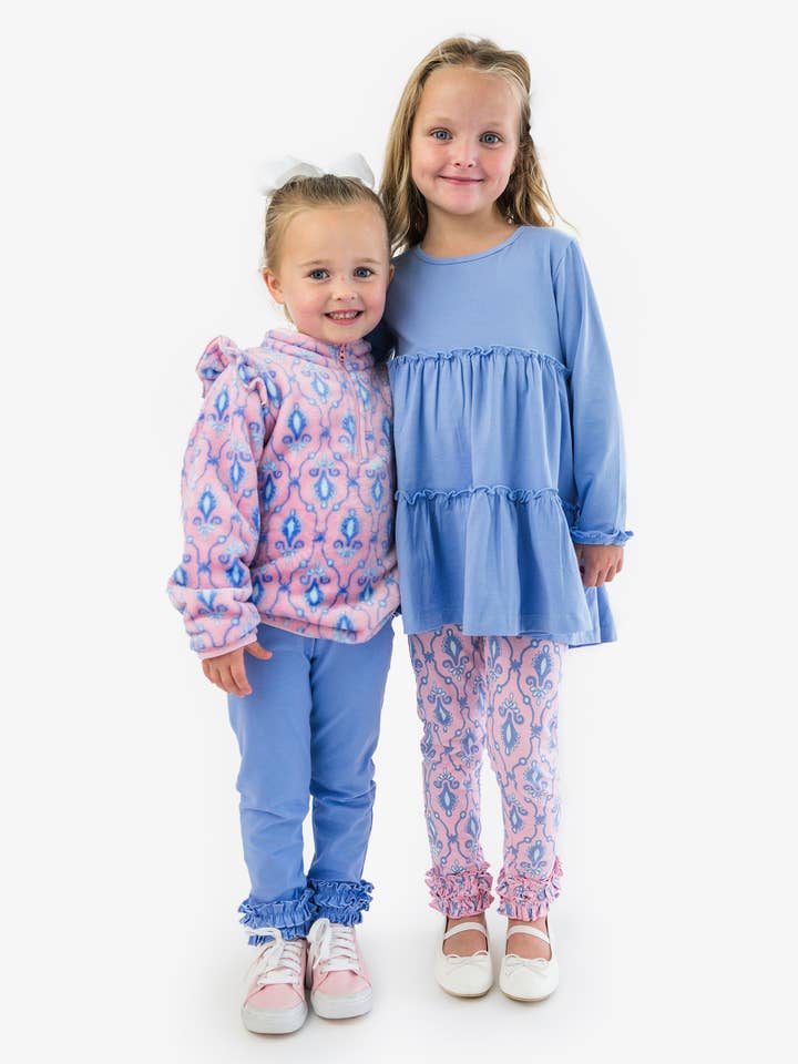 Wholesale Girls Pink Fairytale Jewels Ruffle Marshmallow Fleece Pullover