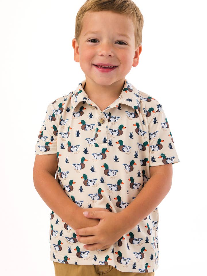 Wholesale Boys Mallard Marsh Duck Knit Short Sleeve Performance Polo