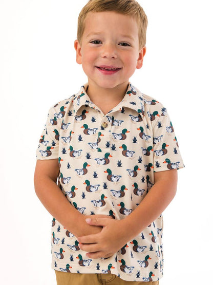 Wholesale Boys Mallard Marsh Duck Knit Short Sleeve Performance Polo