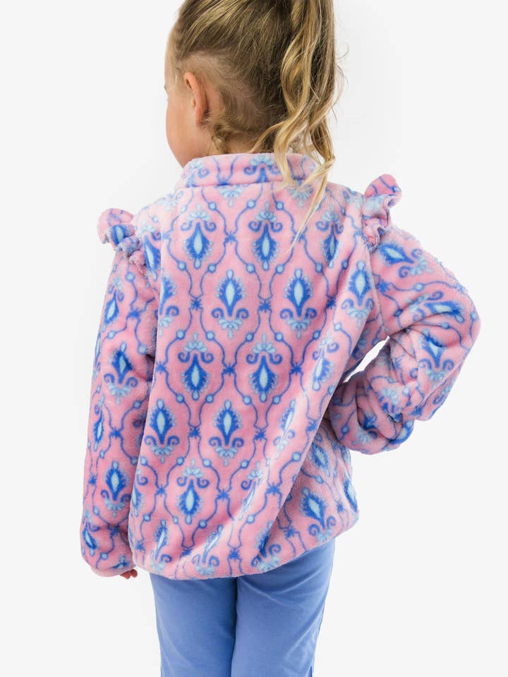 Wholesale Girls Pink Fairytale Jewels Ruffle Marshmallow Fleece Pullover