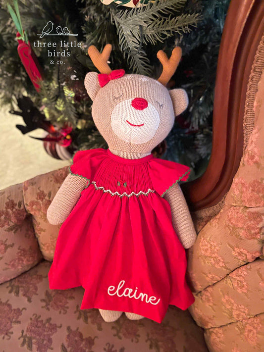 Knit Reindeer Doll with Embroidery