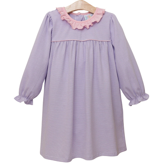 Audrey Dress- Lavender Stripe/Light Pink