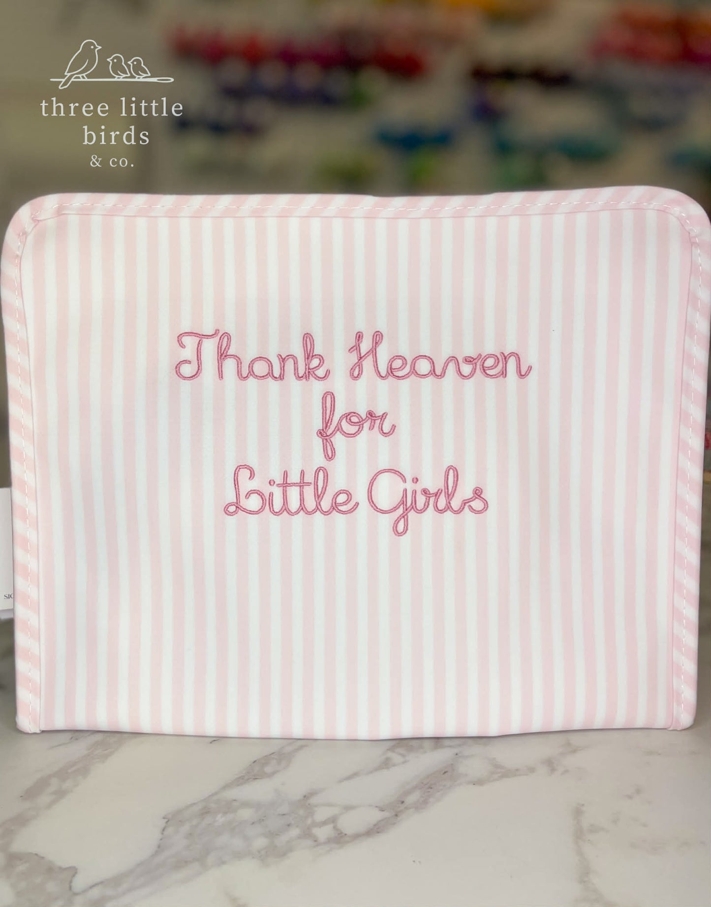 "Thank Heaven for Little Girls" Pink Pimlico Stripe Large TRVL Roadie