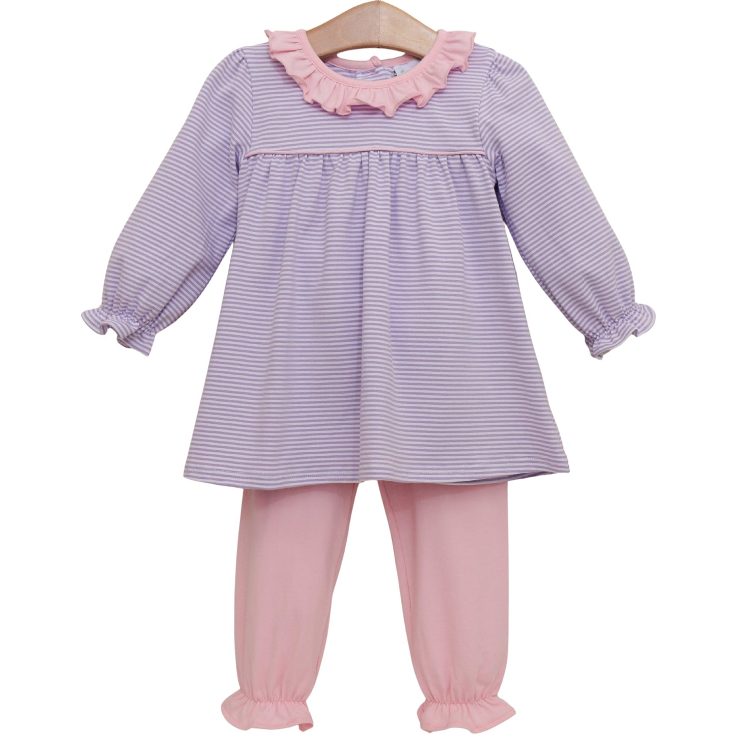 Audrey Bloomer Pants Set- Lavender Stripe/Light Pink