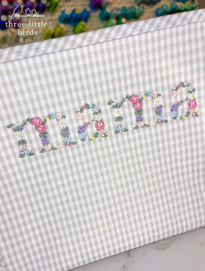 "Mama" Gingham Pearl Grey Large TRVL Roadie