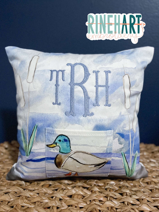 Mallard Duck Tooth Fairy Pillow with Embroidery