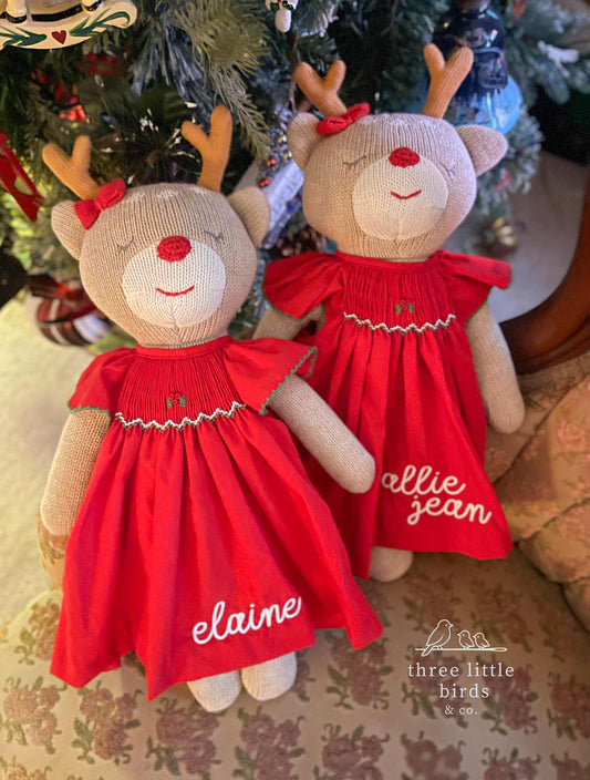Knit Reindeer Doll with Embroidery