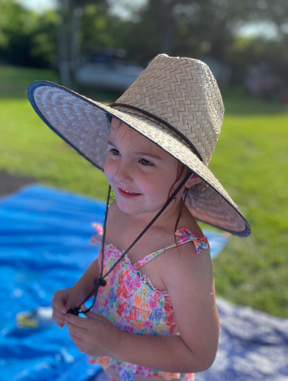 Block Initial Embroidered Straw Beachcomber Hat