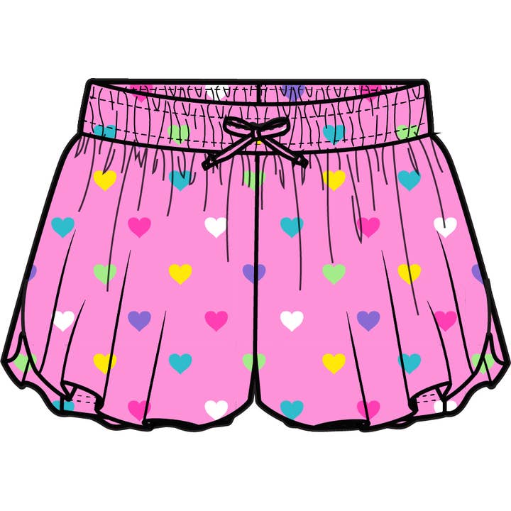 Wholesale Girls Neon Pink Colorful Hearts Active Butterfly Shorts