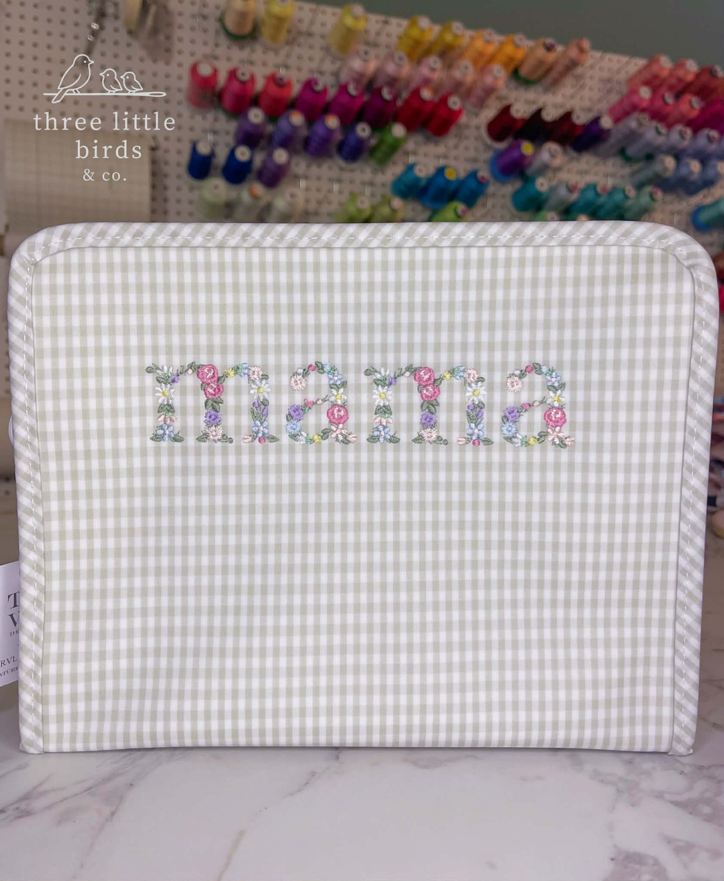 "Mama" Gingham Pearl Grey Large TRVL Roadie