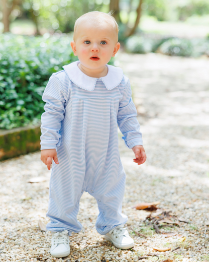 Henry Romper- Light Blue Stripe