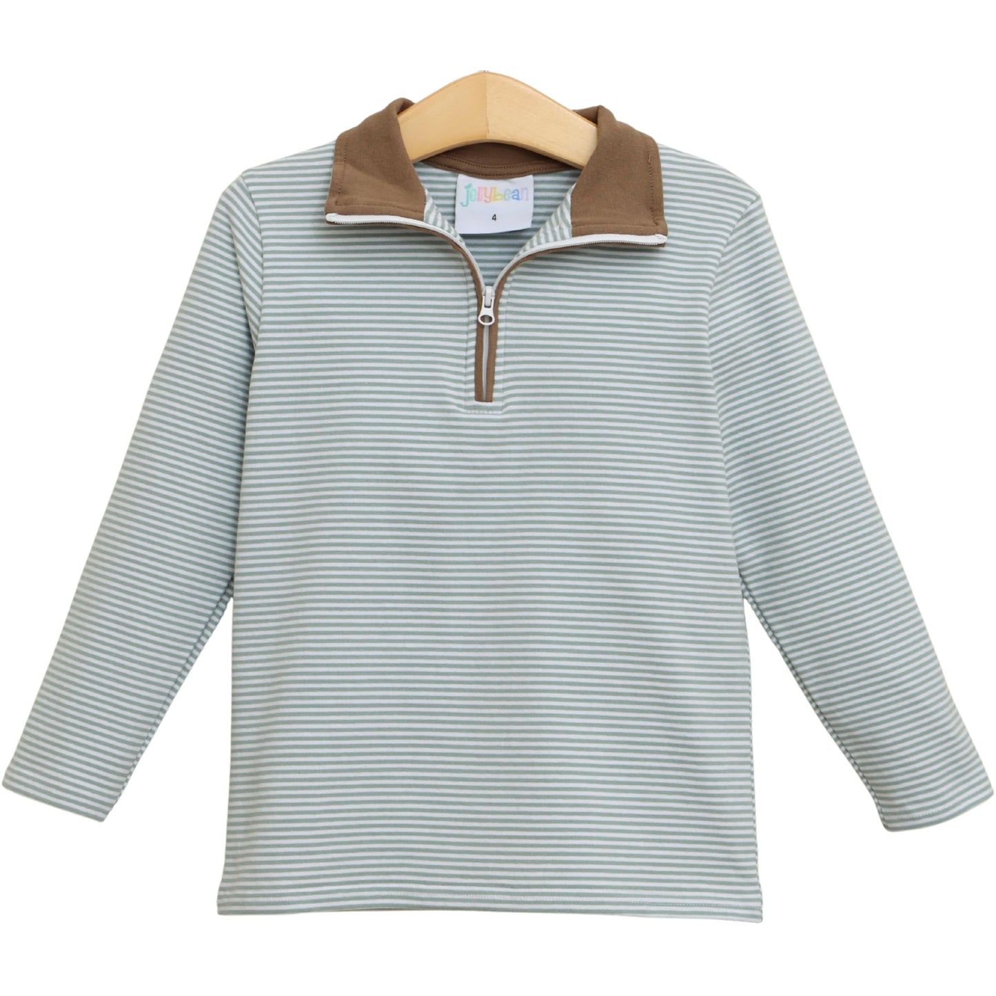 Evan Pullover- Dusty Sage Stripe/Light Brown