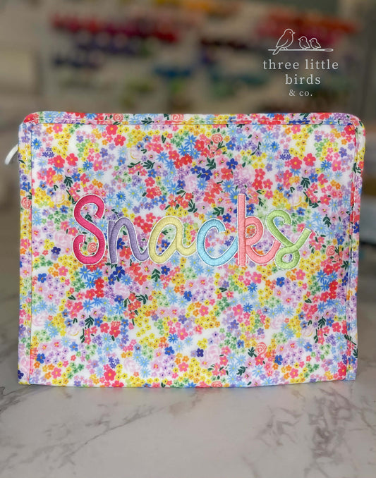 "Snacks" Meadow Floral Large TRVL Roadie