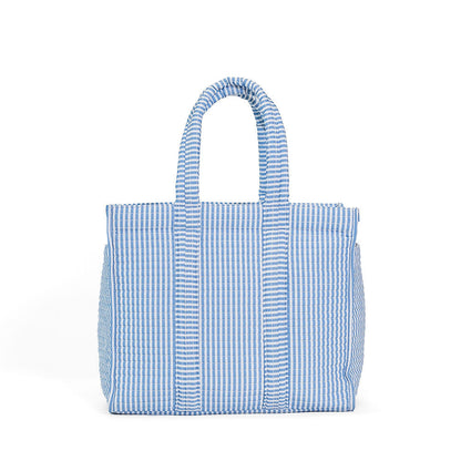 QUILTED GO GO TOTE - PIMLICO STRIPE CHAMBRAY