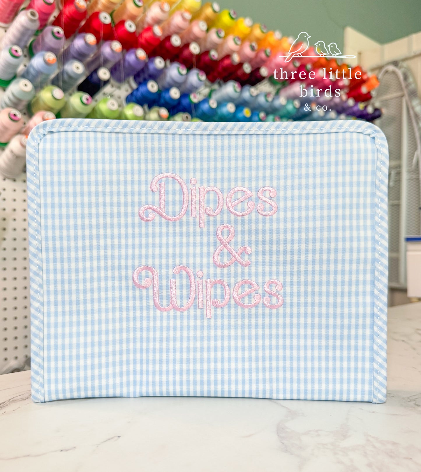 "Dipes & Wipes" Gingham Mist Large TRVL Roadie