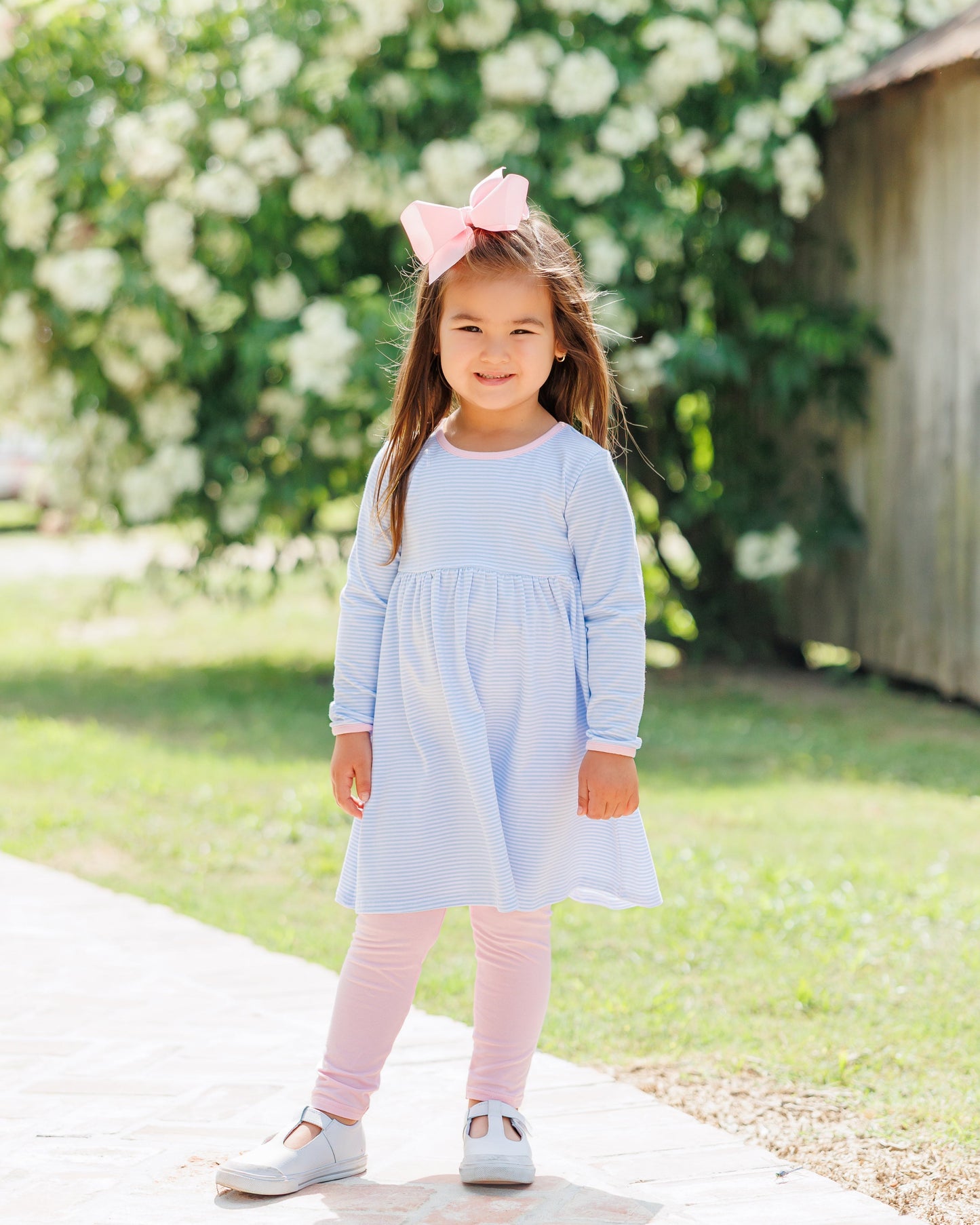Sadie Pants Set- Light Blue Stripe/Light Pink