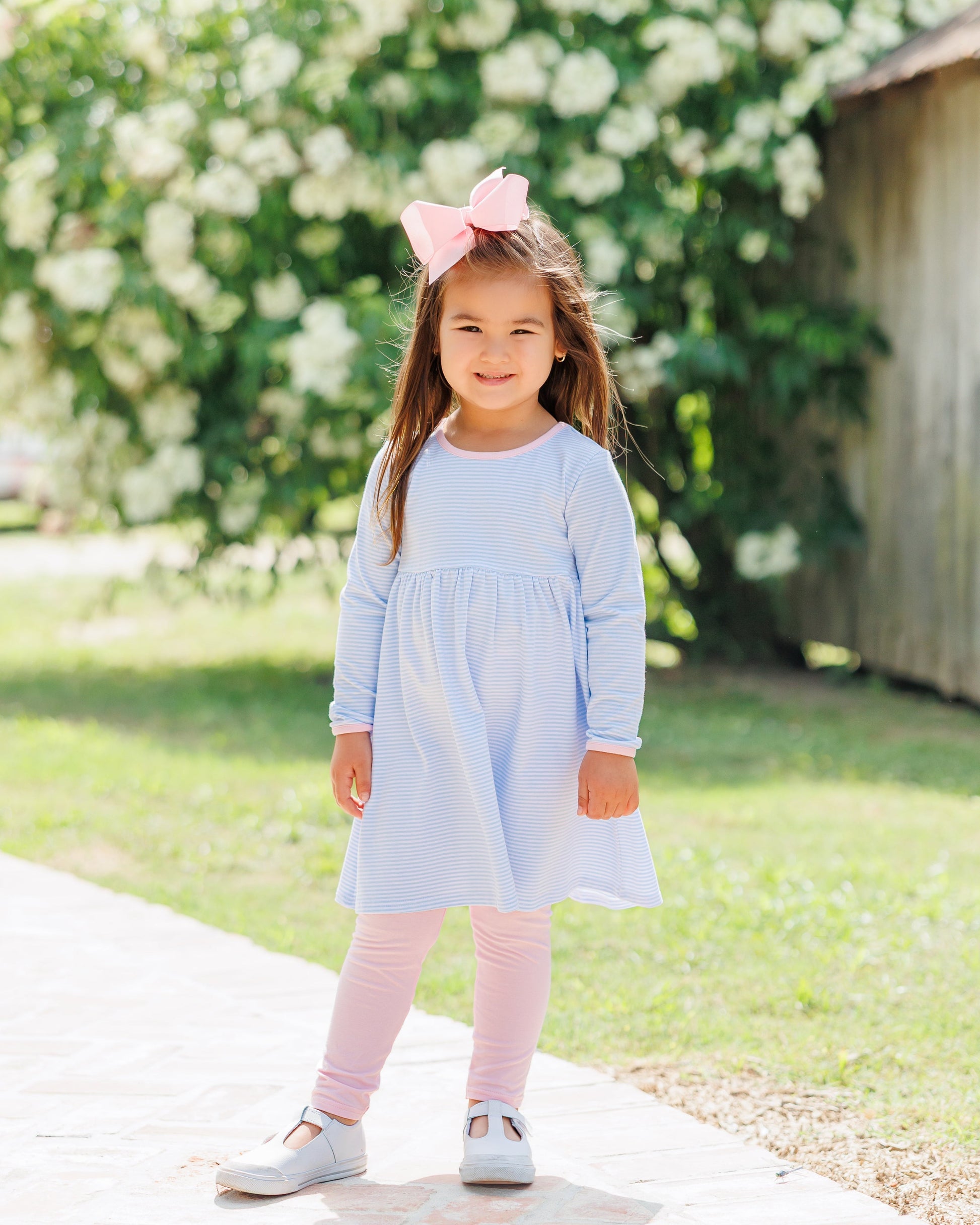 Sadie Pants Set- Light Blue Stripe/Light Pink