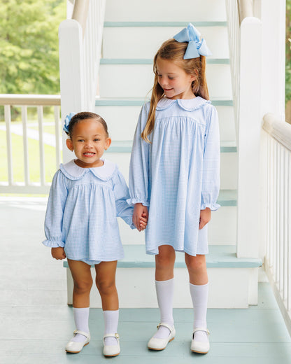 Catherine Diaper Set- Light Blue Windowpane