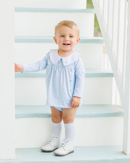Liam Diaper Set- Light Blue Windowpane