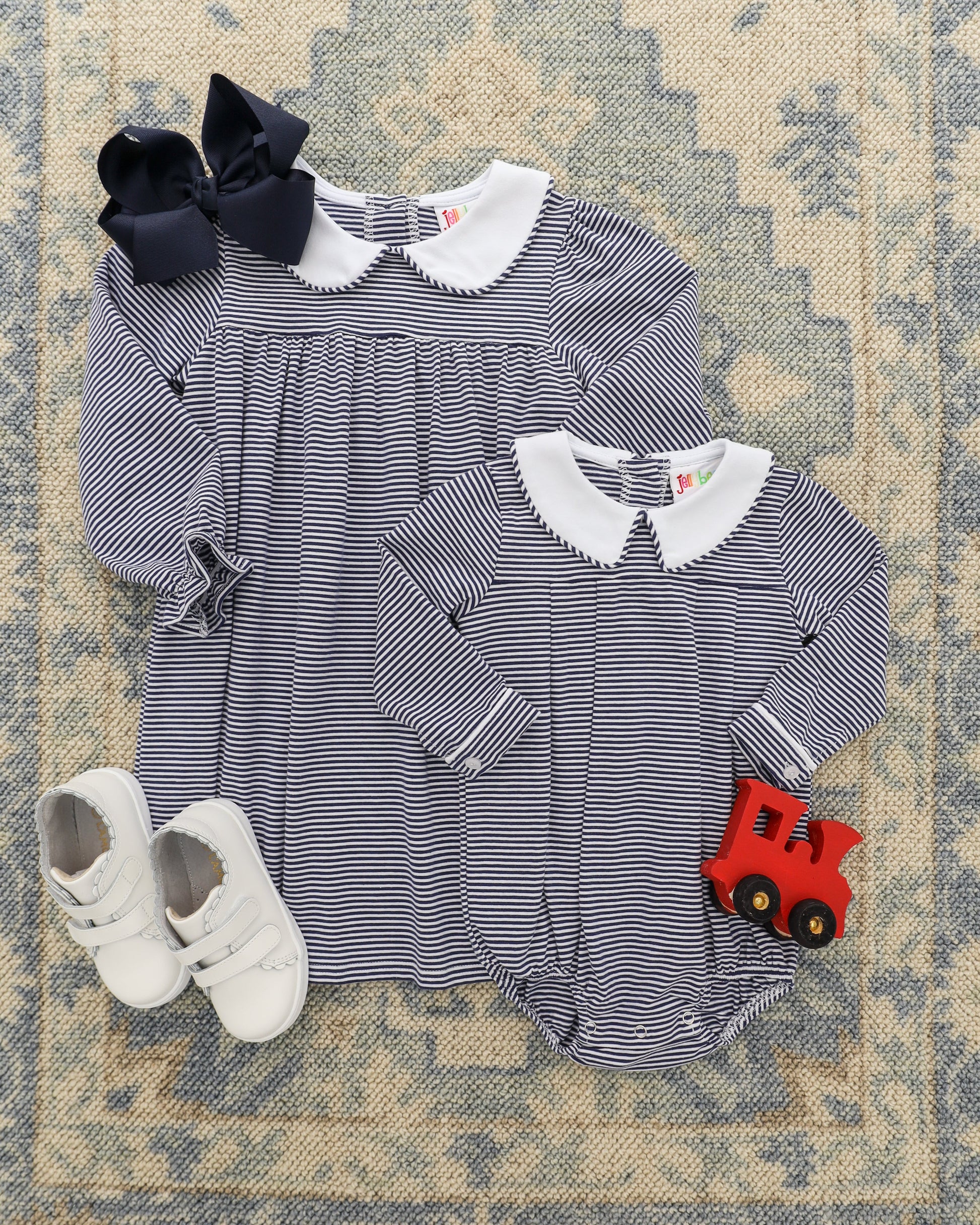 Lottie Dress- Navy Stripe