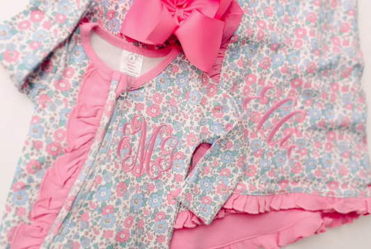 Floral Baby Gift Set - Footie + Blanket