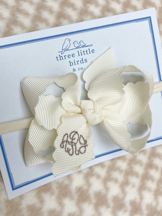 Scalloped Baby Headband Bow