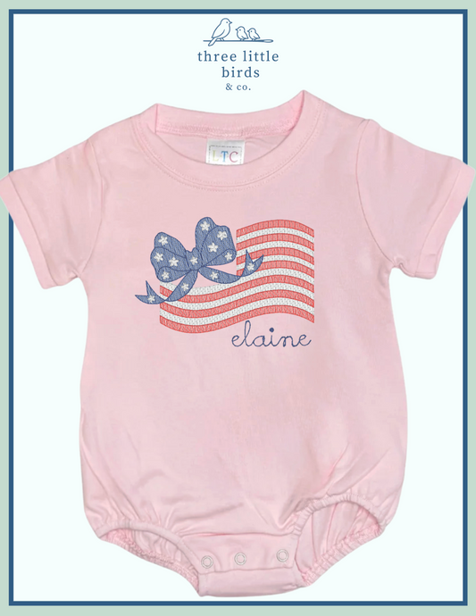 Girls Patriotic Short Sleeve T-Shirt Bubble