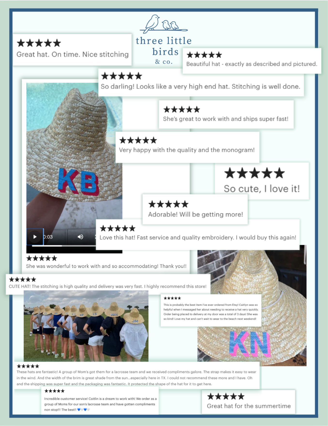 Adult Block Initial Embroidered Straw Beachcomber Hat