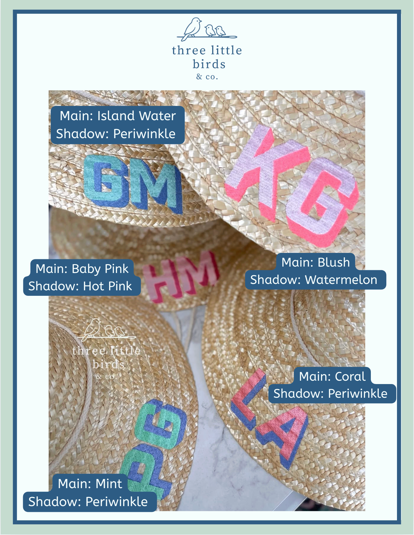 Adult Block Initial Embroidered Straw Beachcomber Hat