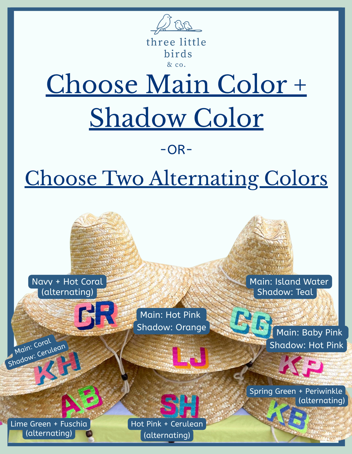 Adult Block Initial Embroidered Straw Beachcomber Hat