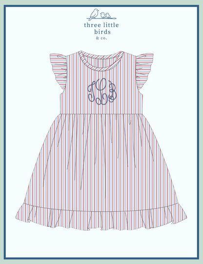 Girls Patriotic Seersucker Dress