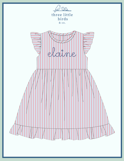 Girls Patriotic Seersucker Dress