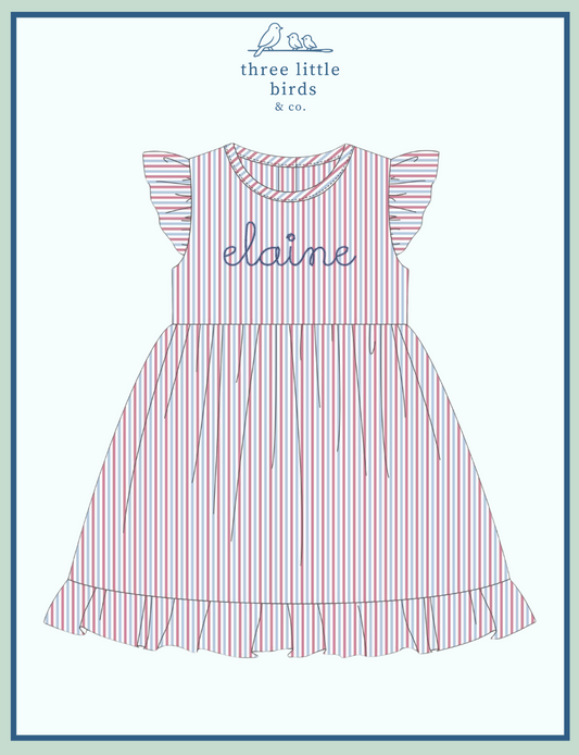 Girls Patriotic Seersucker Dress