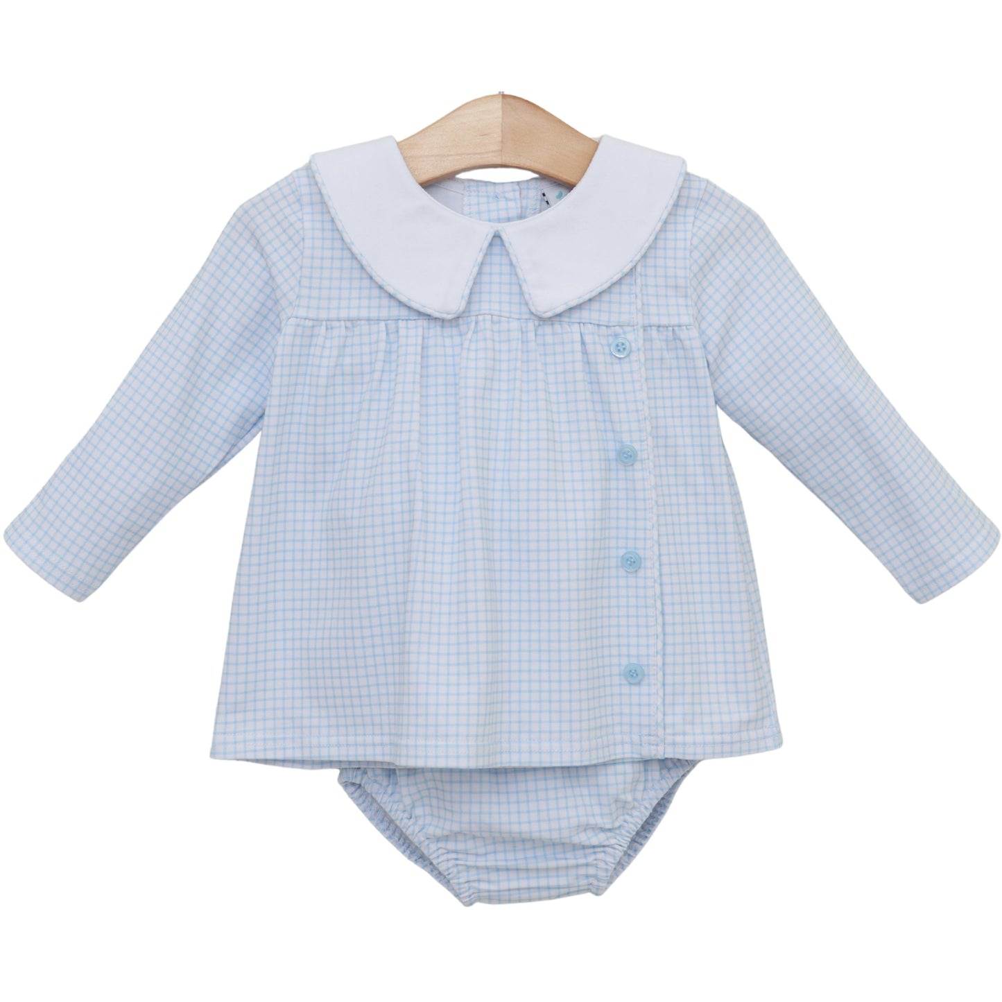 Liam Diaper Set- Light Blue Windowpane