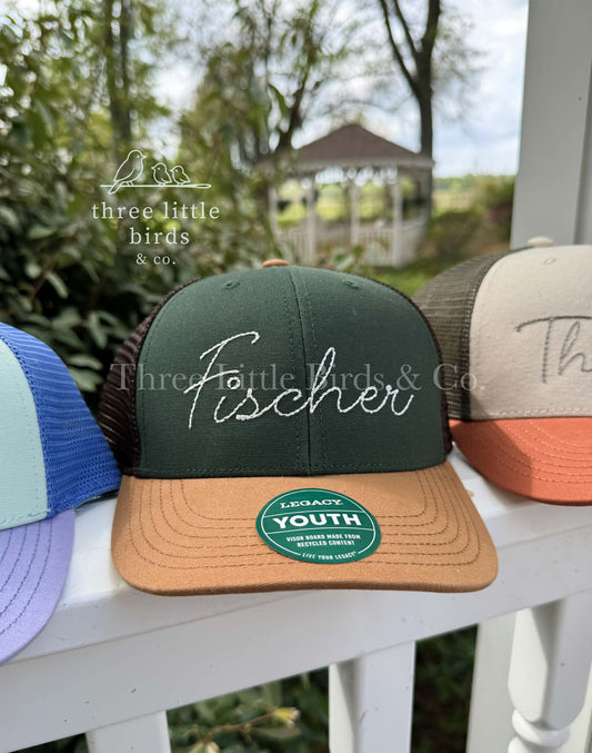 Hunter Green + Camel Youth Trucker Hat