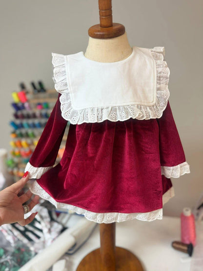 Christmas Bow Velvet Diaper Set RTS